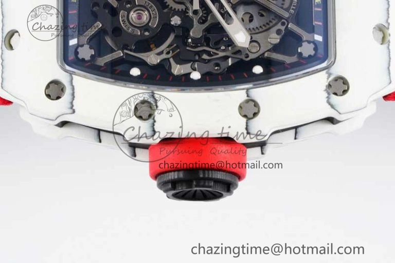 RM035 White Carbon SONIC Best Edition Skeleton Dial on Red Nylon Strap Clone RMUL EasyCare 9348