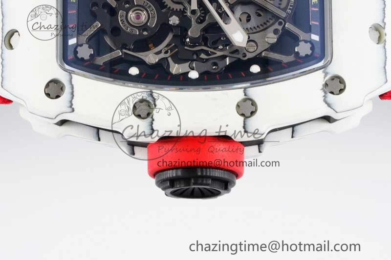 RM035 White Carbon SONIC Best Edition Skeleton Dial on Red Nylon Strap Clone RMUL EasyCare 9348