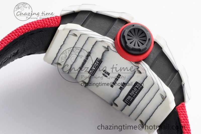 RM035 White Carbon SONIC Best Edition Skeleton Dial on Red Nylon Strap Clone RMUL EasyCare 9348