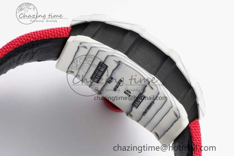 RM035 White Carbon SONIC Best Edition Skeleton Dial on Red Nylon Strap Clone RMUL EasyCare 9348