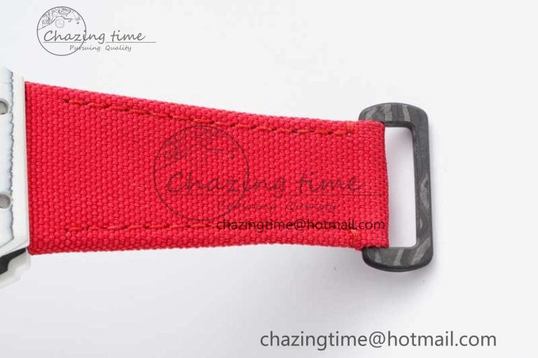 RM035 White Carbon SONIC Best Edition Skeleton Dial on Red Nylon Strap Clone RMUL EasyCare 9348