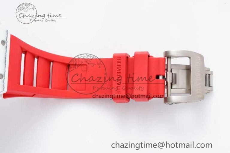 Sleek RM035 White Carbon SONIC Best Edition Skeleton Dial on Red Rubber Strap Clone RMUL 9353