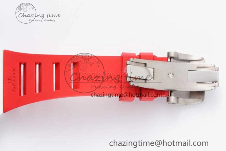 Sleek RM035 White Carbon SONIC Best Edition Skeleton Dial on Red Rubber Strap Clone RMUL 9353