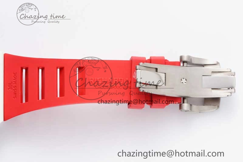 Sleek RM035 White Carbon SONIC Best Edition Skeleton Dial on Red Rubber Strap Clone RMUL 9353