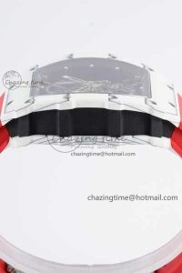 Sleek RM035 White Carbon SONIC Best Edition Skeleton Dial on Red Rubber Strap Clone RMUL 9353