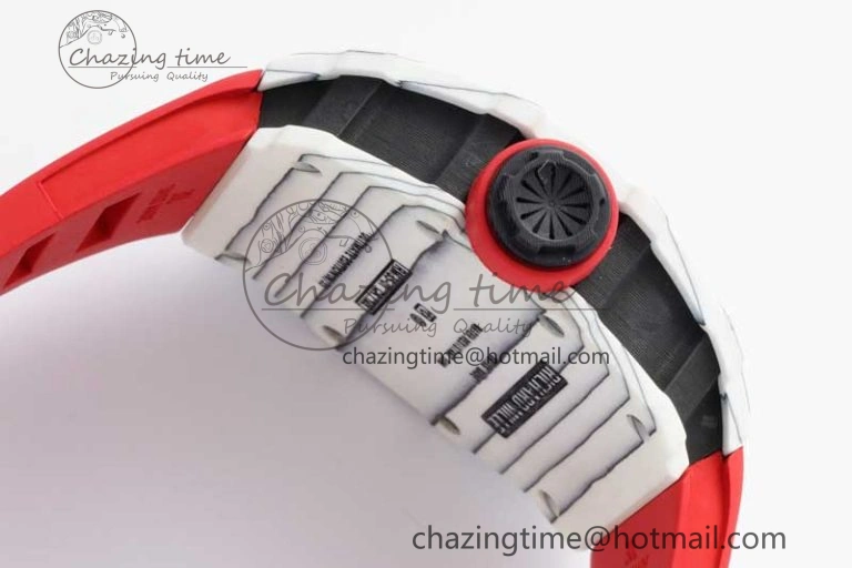 Sleek RM035 White Carbon SONIC Best Edition Skeleton Dial on Red Rubber Strap Clone RMUL 9353