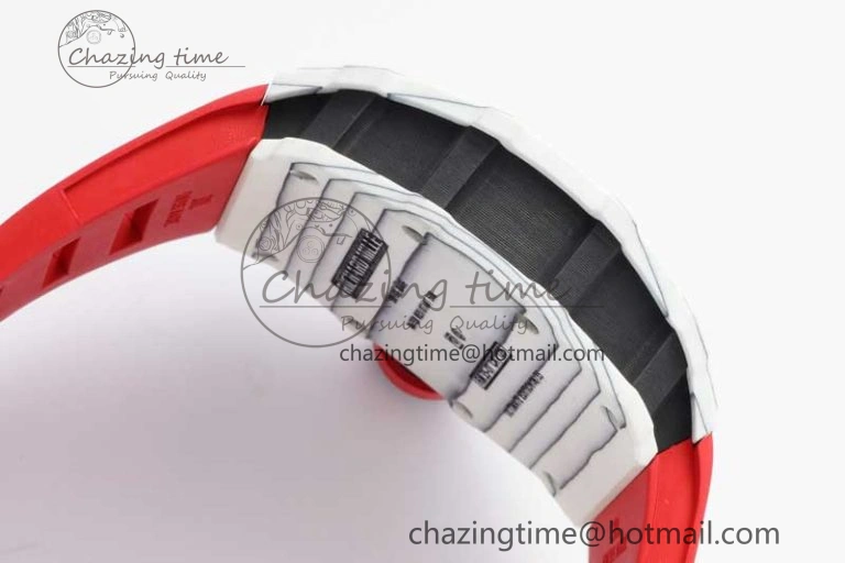 Sleek RM035 White Carbon SONIC Best Edition Skeleton Dial on Red Rubber Strap Clone RMUL 9353