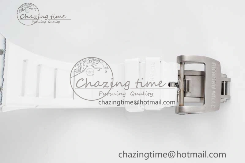 BestValue RM035 White Carbon SONIC Best Edition Skeleton Dial on White Rubber Strap Clone RMUL 9356