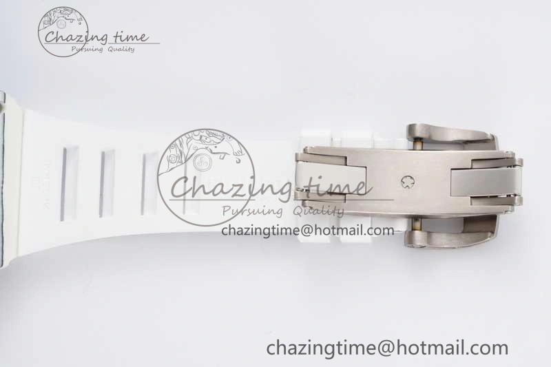 BestValue RM035 White Carbon SONIC Best Edition Skeleton Dial on White Rubber Strap Clone RMUL 9356