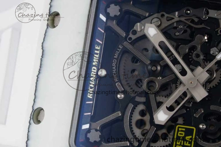 BestValue RM035 White Carbon SONIC Best Edition Skeleton Dial on White Rubber Strap Clone RMUL 9356