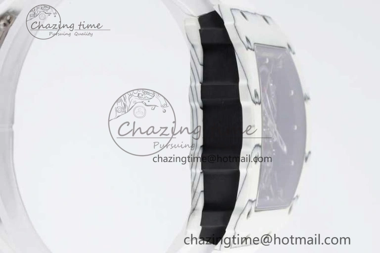 BestValue RM035 White Carbon SONIC Best Edition Skeleton Dial on White Rubber Strap Clone RMUL 9356