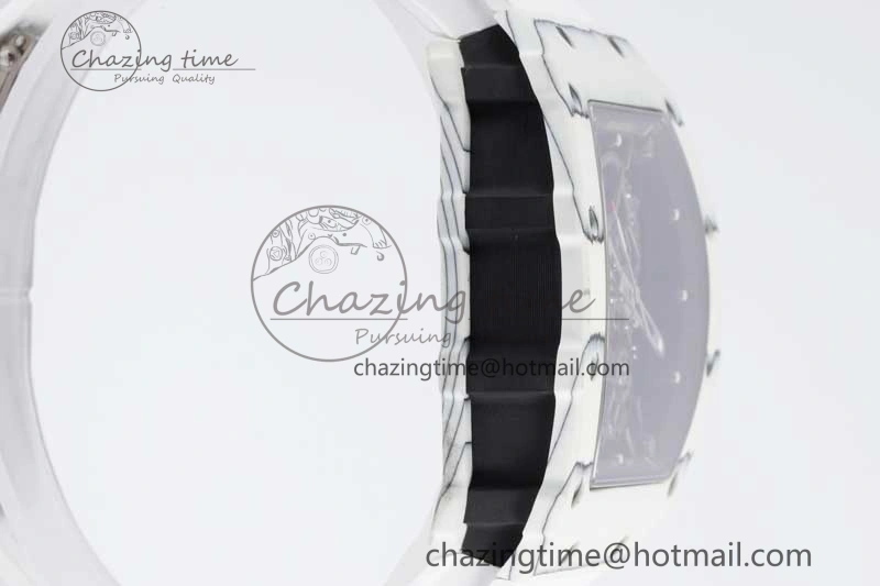 BestValue RM035 White Carbon SONIC Best Edition Skeleton Dial on White Rubber Strap Clone RMUL 9356
