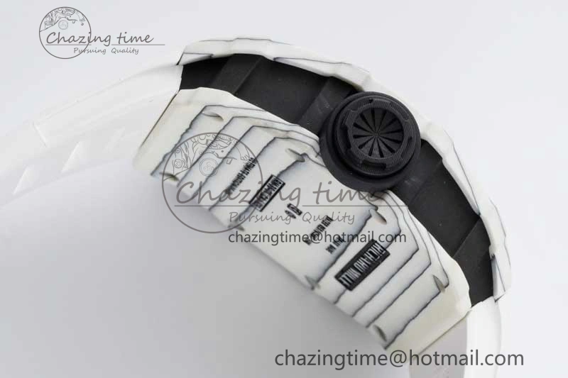 BestValue RM035 White Carbon SONIC Best Edition Skeleton Dial on White Rubber Strap Clone RMUL 9356