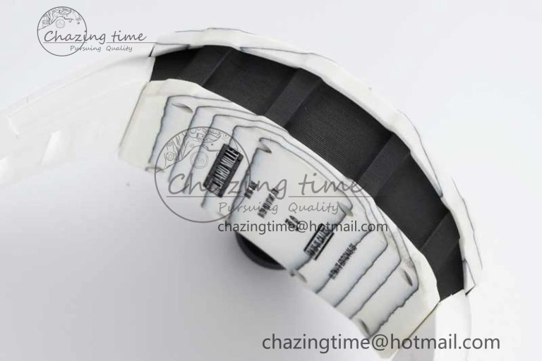BestValue RM035 White Carbon SONIC Best Edition Skeleton Dial on White Rubber Strap Clone RMUL 9356