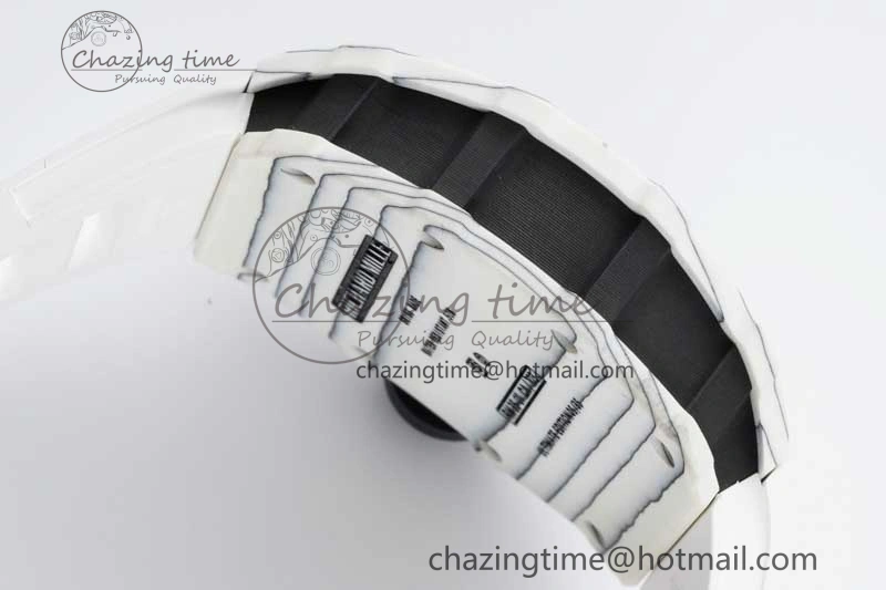 BestValue RM035 White Carbon SONIC Best Edition Skeleton Dial on White Rubber Strap Clone RMUL 9356