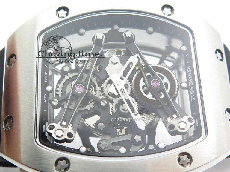 MoistureWicking RM038 SS Black Skeleton Dial On Black Rubber Strap MIYOTA9015 RMF 5112
