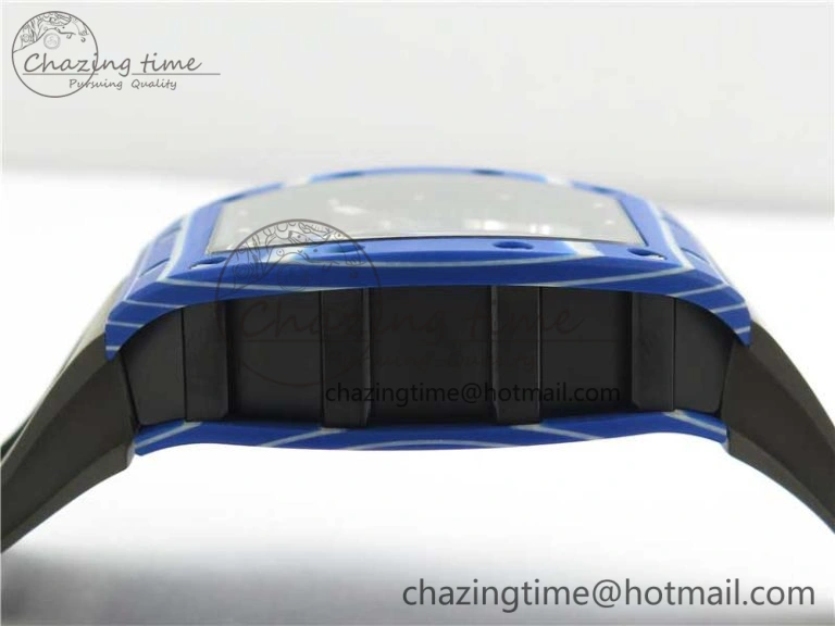 AllSeason RM052-01 Tourbillon PVD Blue Bezel JBF Best Edition Skeleton Dial on Gray Rubber Strap 9418