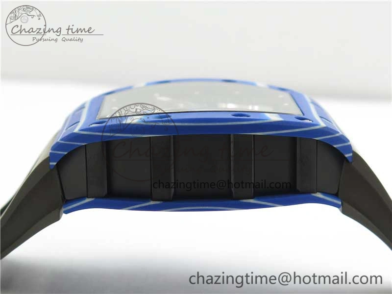 AllSeason RM052-01 Tourbillon PVD Blue Bezel JBF Best Edition Skeleton Dial on Gray Rubber Strap 9418