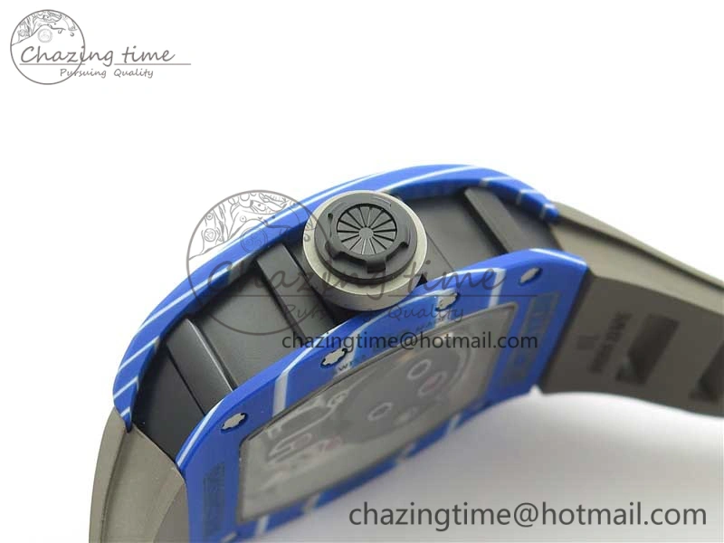 AllSeason RM052-01 Tourbillon PVD Blue Bezel JBF Best Edition Skeleton Dial on Gray Rubber Strap 9418