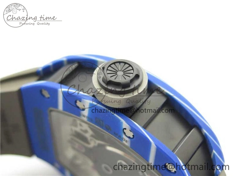 AllSeason RM052-01 Tourbillon PVD Blue Bezel JBF Best Edition Skeleton Dial on Gray Rubber Strap 9418