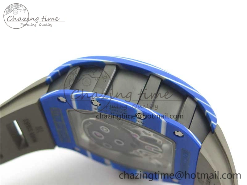 AllSeason RM052-01 Tourbillon PVD Blue Bezel JBF Best Edition Skeleton Dial on Gray Rubber Strap 9418