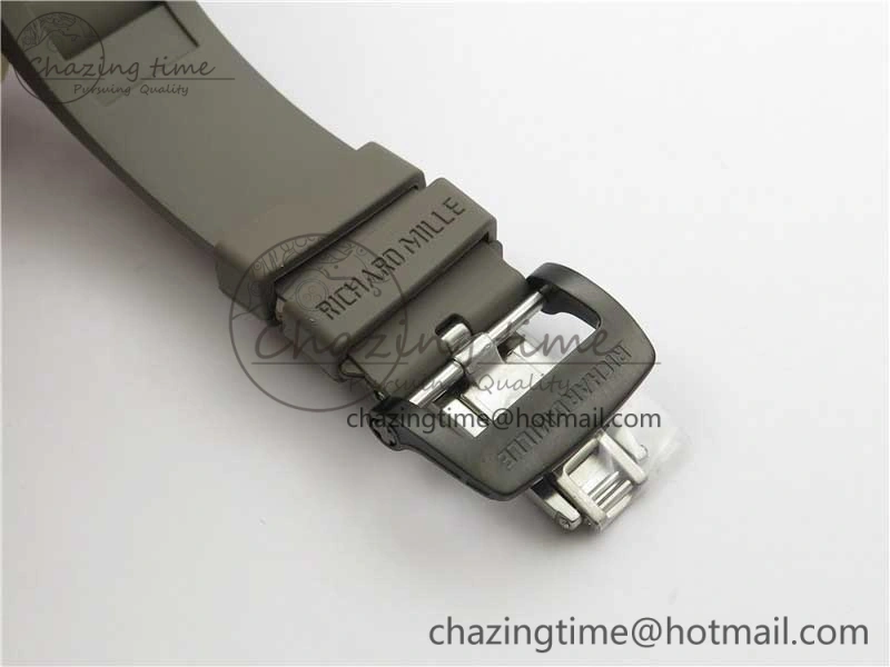 AllSeason RM052-01 Tourbillon PVD Blue Bezel JBF Best Edition Skeleton Dial on Gray Rubber Strap 9418