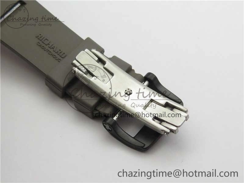 AllSeason RM052-01 Tourbillon PVD Blue Bezel JBF Best Edition Skeleton Dial on Gray Rubber Strap 9418