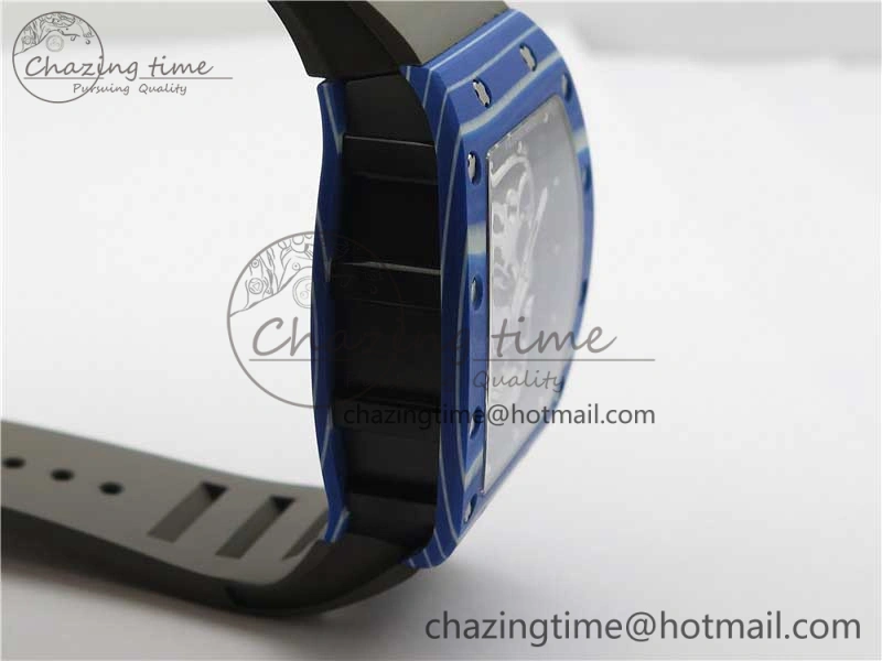 AllSeason RM052-01 Tourbillon PVD Blue Bezel JBF Best Edition Skeleton Dial on Gray Rubber Strap 9418