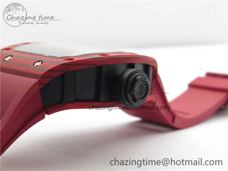 Efficient RM052-01 Tourbillon PVD Red Bezel JBF Best Edition Skeleton Dial on Red Rubber Strap 9424
