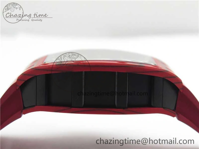 Efficient RM052-01 Tourbillon PVD Red Bezel JBF Best Edition Skeleton Dial on Red Rubber Strap 9424
