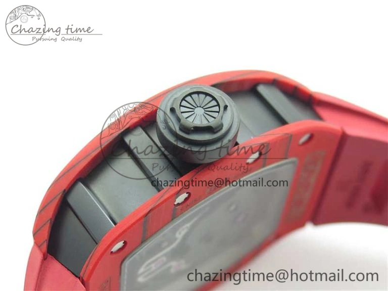 Efficient RM052-01 Tourbillon PVD Red Bezel JBF Best Edition Skeleton Dial on Red Rubber Strap 9424