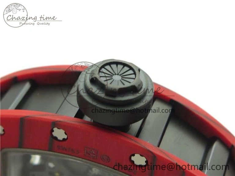 Efficient RM052-01 Tourbillon PVD Red Bezel JBF Best Edition Skeleton Dial on Red Rubber Strap 9424