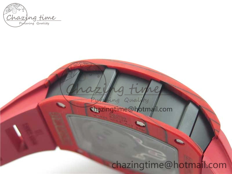 Efficient RM052-01 Tourbillon PVD Red Bezel JBF Best Edition Skeleton Dial on Red Rubber Strap 9424