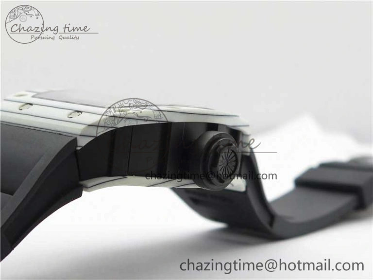 RM052-01 Tourbillon PVD White Bezel JBF Best Edition Skeleton Dial on Black Rubber Strap Flexible 9414