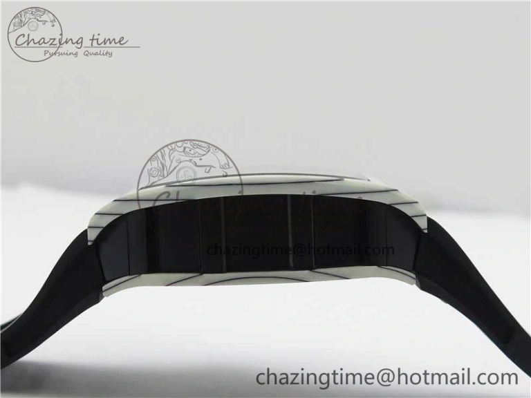 RM052-01 Tourbillon PVD White Bezel JBF Best Edition Skeleton Dial on Black Rubber Strap Flexible 9414