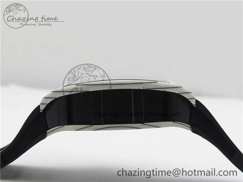 RM052-01 Tourbillon PVD White Bezel JBF Best Edition Skeleton Dial on Black Rubber Strap Flexible 9414
