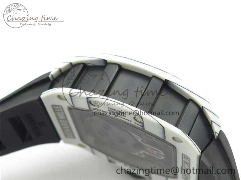 RM052-01 Tourbillon PVD White Bezel JBF Best Edition Skeleton Dial on Black Rubber Strap Flexible 9414