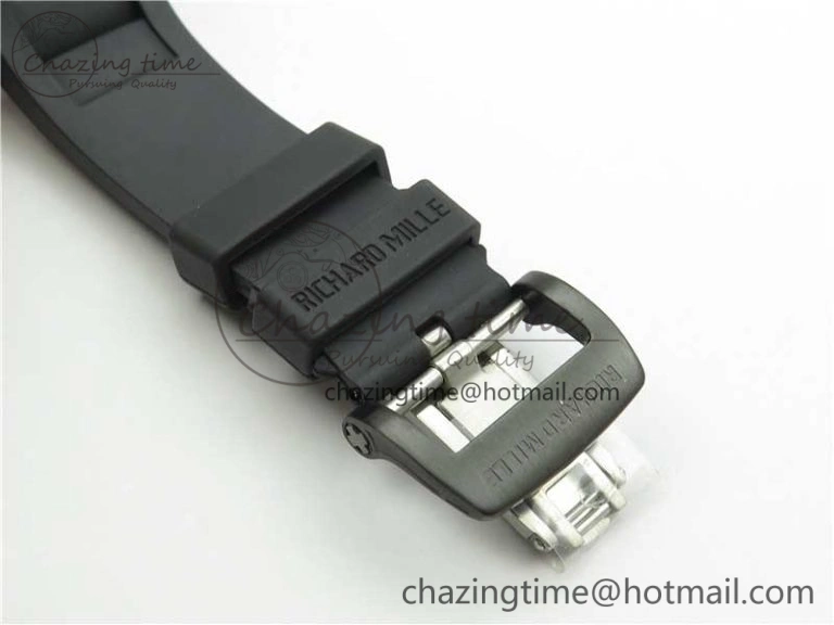 RM052-01 Tourbillon PVD White Bezel JBF Best Edition Skeleton Dial on Black Rubber Strap Flexible 9414