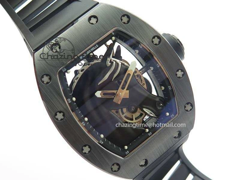 Comfortable RM052-2 Black Ceramic Horse Dial On Black Rubber Strap MIYOTA8215 KVF 9573