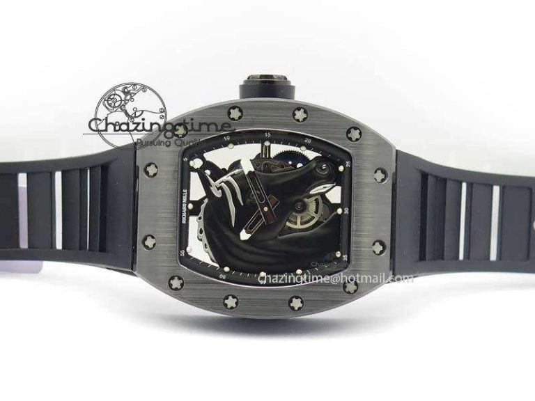 Comfortable RM052-2 Black Ceramic Horse Dial On Black Rubber Strap MIYOTA8215 KVF 9573