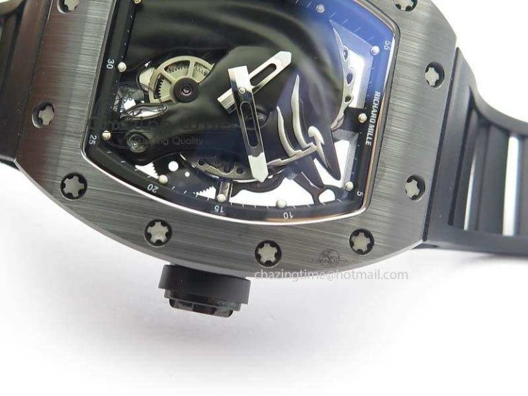 Comfortable RM052-2 Black Ceramic Horse Dial On Black Rubber Strap MIYOTA8215 KVF 9573