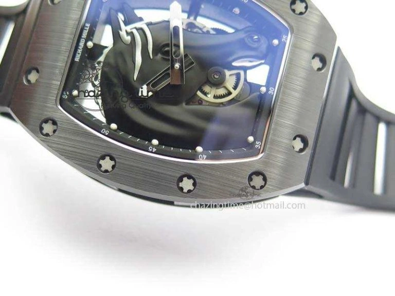 Comfortable RM052-2 Black Ceramic Horse Dial On Black Rubber Strap MIYOTA8215 KVF 9573
