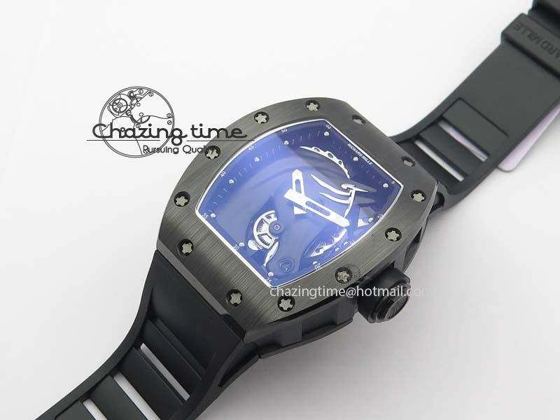 Comfortable RM052-2 Black Ceramic Horse Dial On Black Rubber Strap MIYOTA8215 KVF 9573