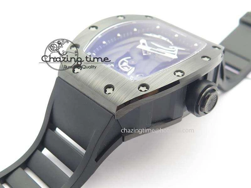 Comfortable RM052-2 Black Ceramic Horse Dial On Black Rubber Strap MIYOTA8215 KVF 9573