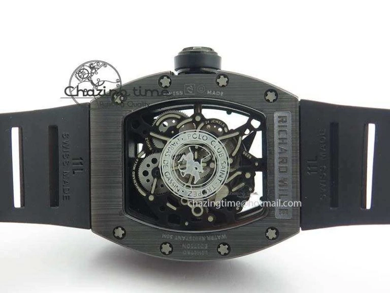 Comfortable RM052-2 Black Ceramic Horse Dial On Black Rubber Strap MIYOTA8215 KVF 9573