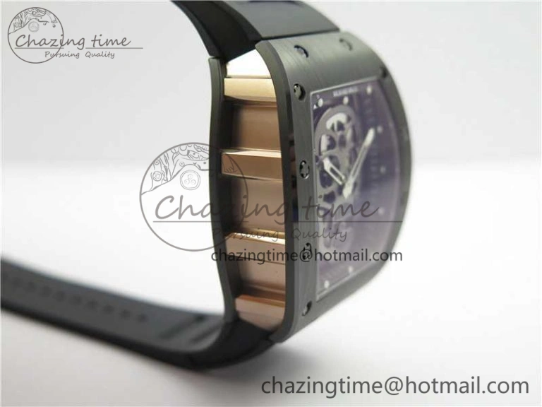 RM052 Skull Black Ceramic ZF 1:1 Best Edition PVD Skeleton Dial on Black Rubber Strap NH05A Sporty 9442
