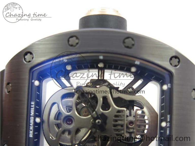 RM052 Skull Black Ceramic ZF 1:1 Best Edition PVD Skeleton Dial on Black Rubber Strap NH05A Sporty 9442