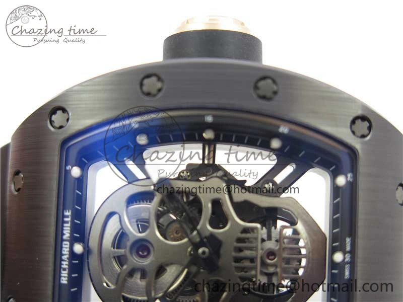 RM052 Skull Black Ceramic ZF 1:1 Best Edition PVD Skeleton Dial on Black Rubber Strap NH05A Sporty 9442