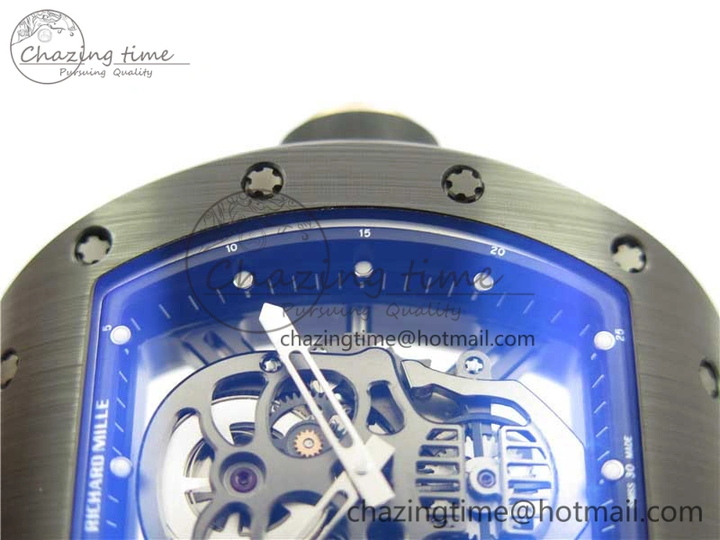 RM052 Skull Black Ceramic ZF 1:1 Best Edition PVD Skeleton Dial on Black Rubber Strap NH05A Sporty 9442