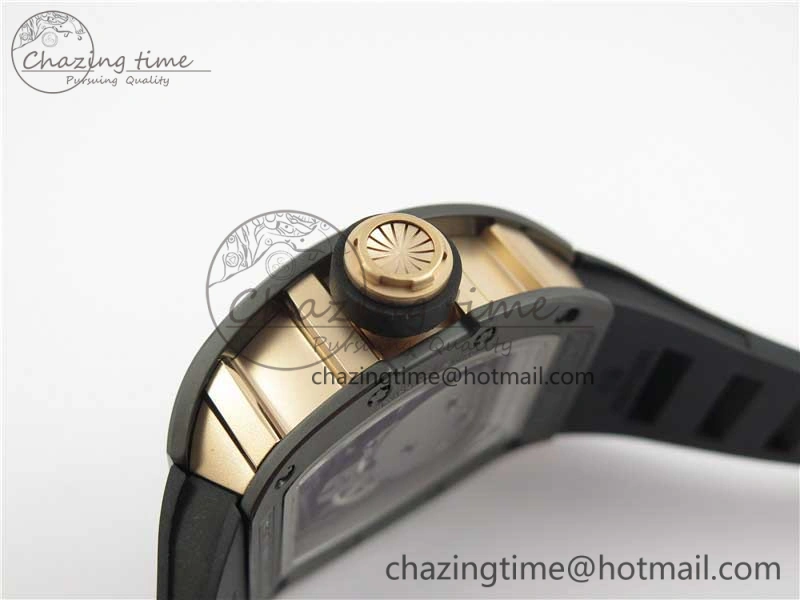 RM052 Skull Black Ceramic ZF 1:1 Best Edition PVD Skeleton Dial on Black Rubber Strap NH05A Sporty 9442